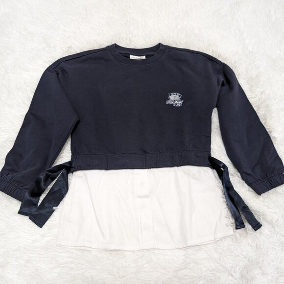 Coccodrilla Girls Navy Blue Crew Neck Loopknit Long Sleeve Sweatshirt  NWOT - Picture 1 of 6